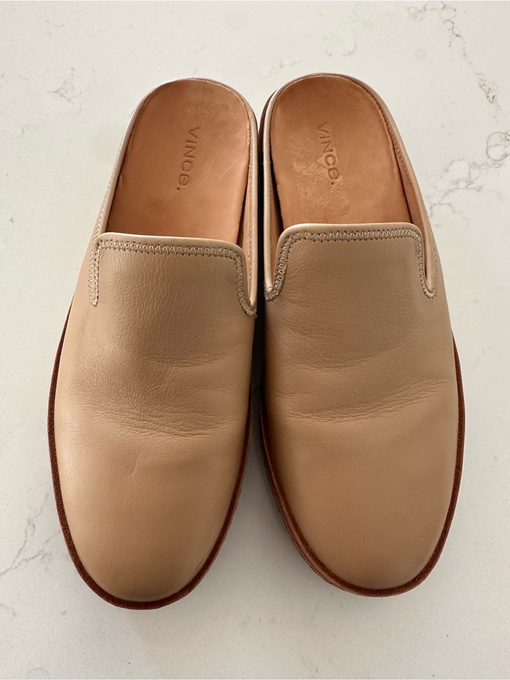 VINCE Canella Beige Leather Slip-On Mules size eu37